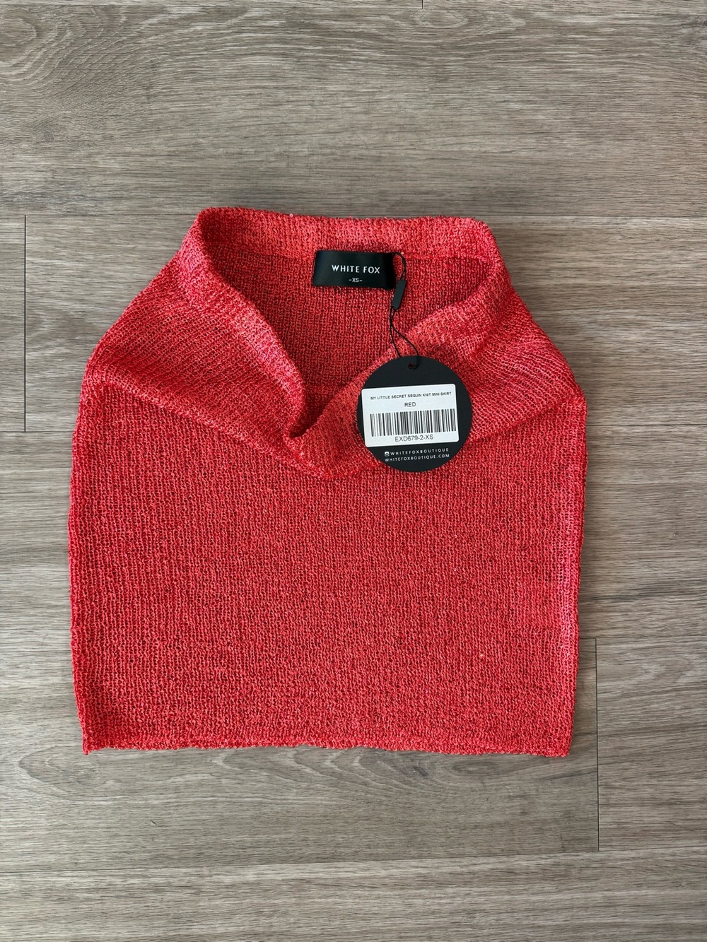 NWT White Fox Boutique My Little Secret Sequin Knit Mini Skirt in Red, XS
